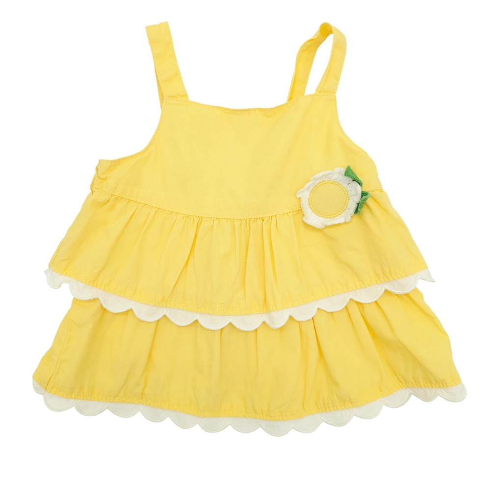 Gymboree Girls Yellow Tiered Scalloped Flower Sun Top 2009 Vintage Size 12-18M